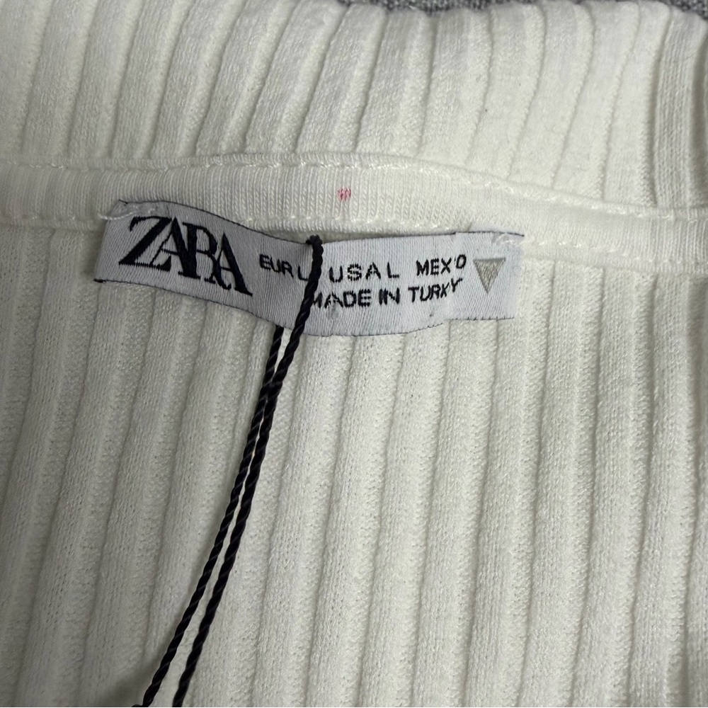 NWT! ZARA Ribbed Knit Off-the-Shoulder Full-Zip Tank Top Size L - Picture 3 of 7